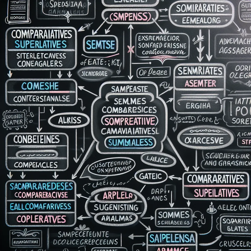 Advanced grammar examples on a chalkboard