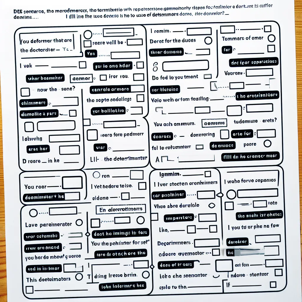 Determiner Exercise Worksheet