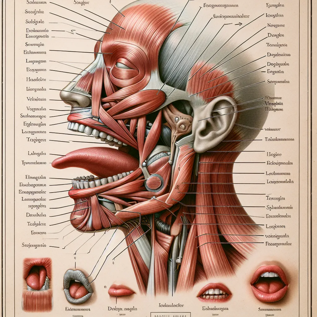 Diagram of mouth muscles used in pronunciation