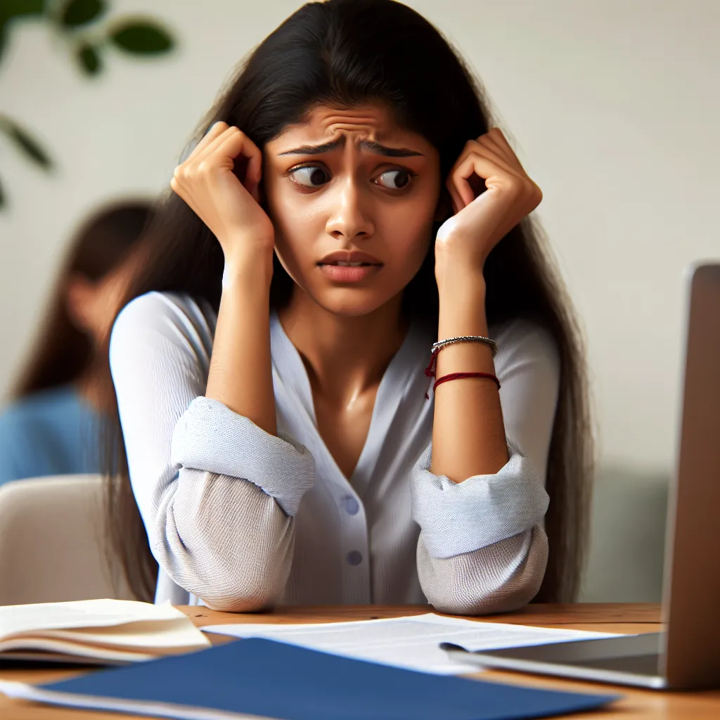 Student feeling nervous before PTE Speaking test