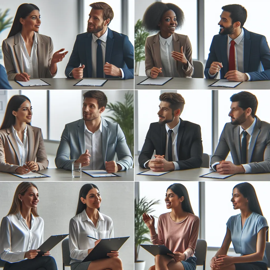 Candidates practicing interview skills