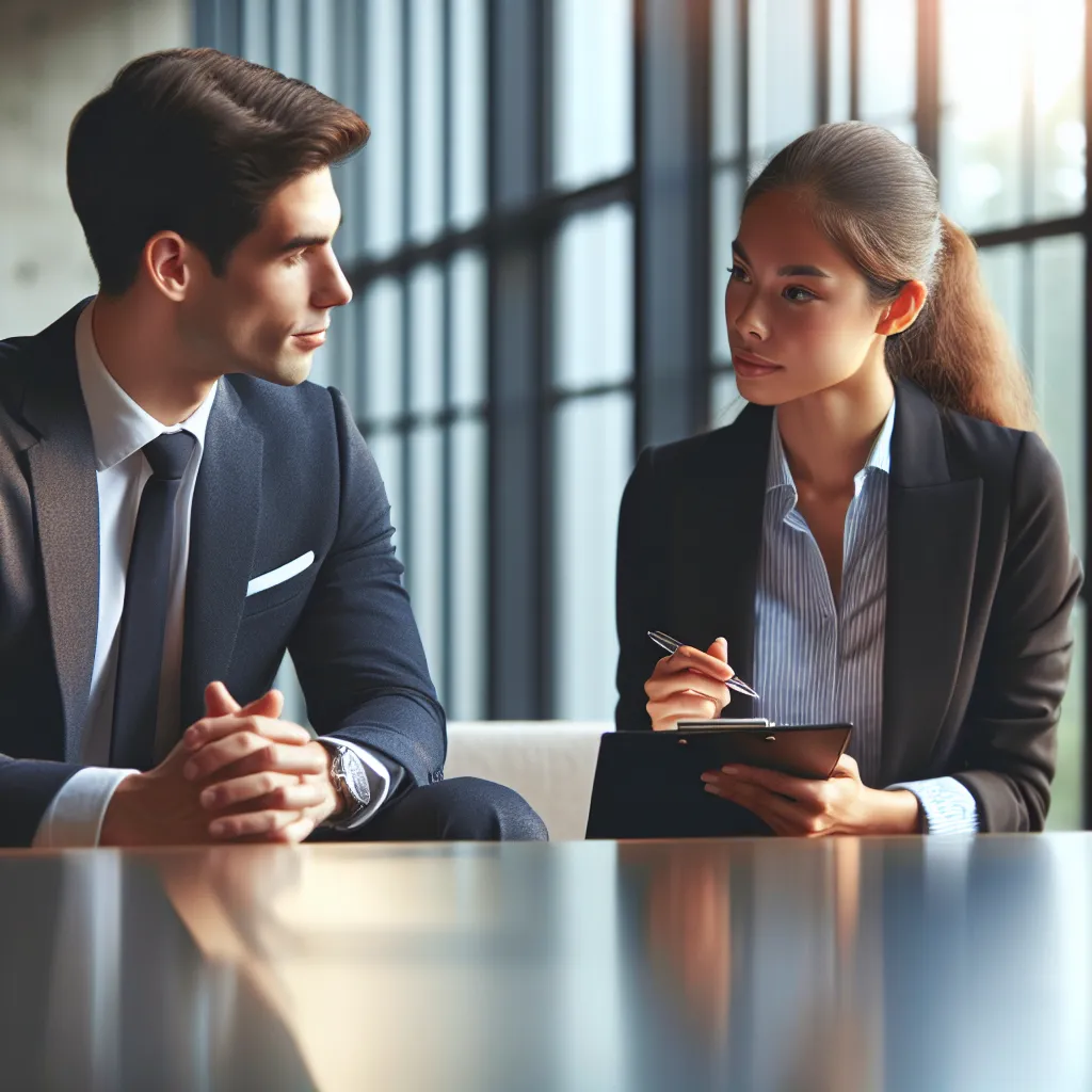 Interviewer taking notes during job interview