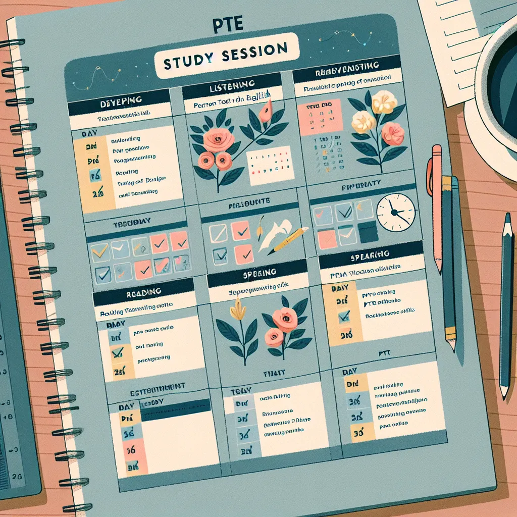 Weekly PTE study schedule template